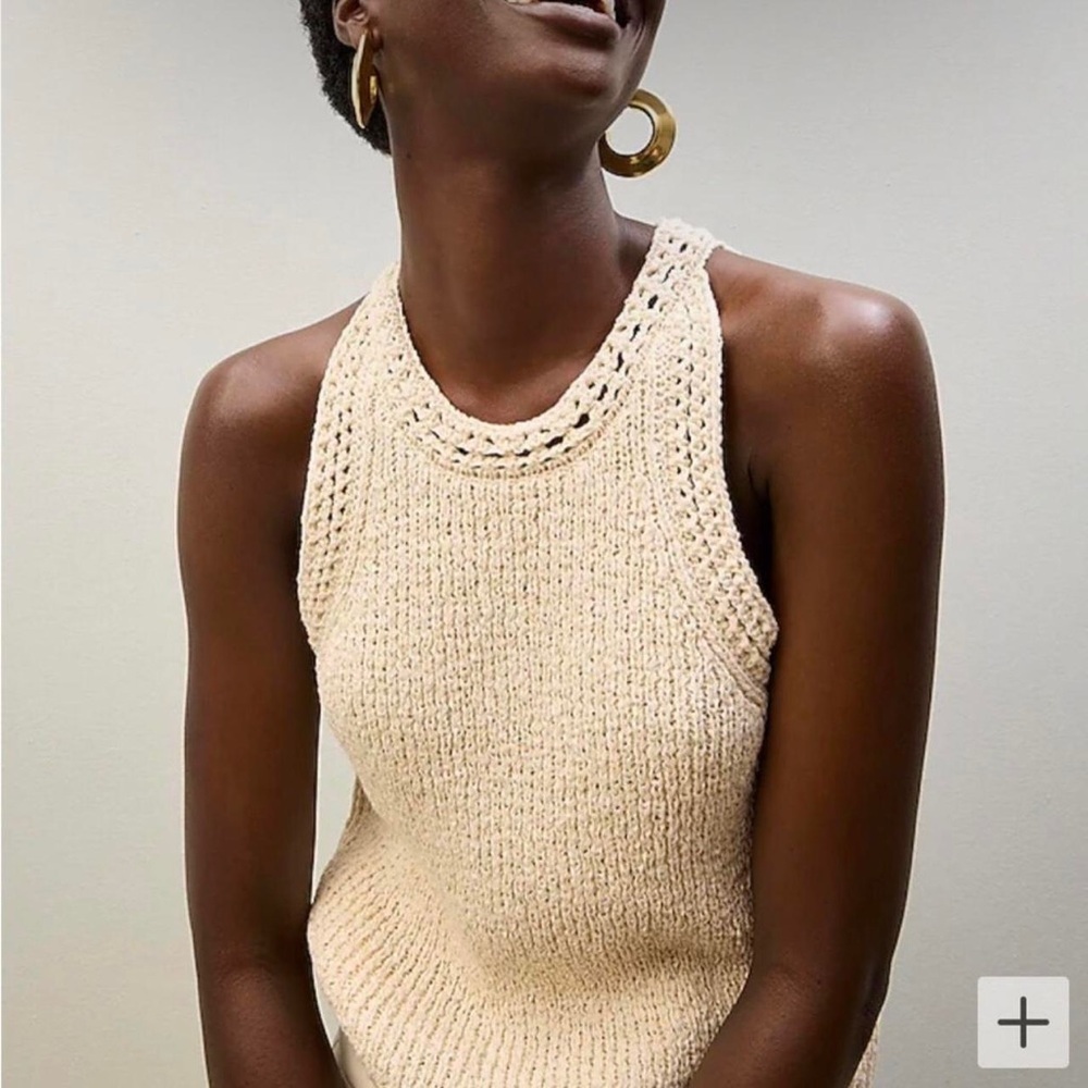 J Crew High-neck textured pointelle sweater-tank